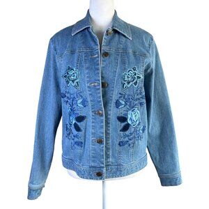 NYDJ Not Your Daughters Jeans Denim Jean Jacket Size Small Floral Embroidered NW